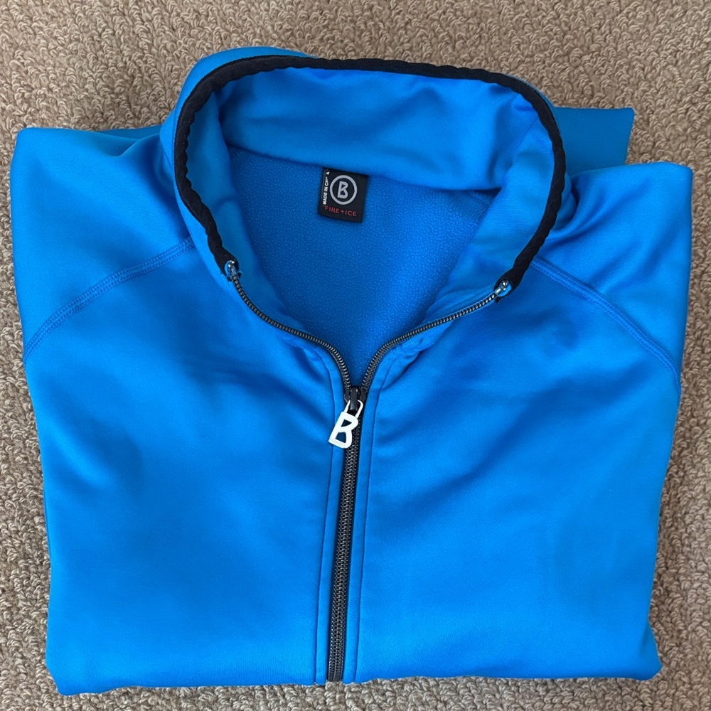 Bogner Fire and Ice Men’s Full Zip Blue Base Layer Jacket